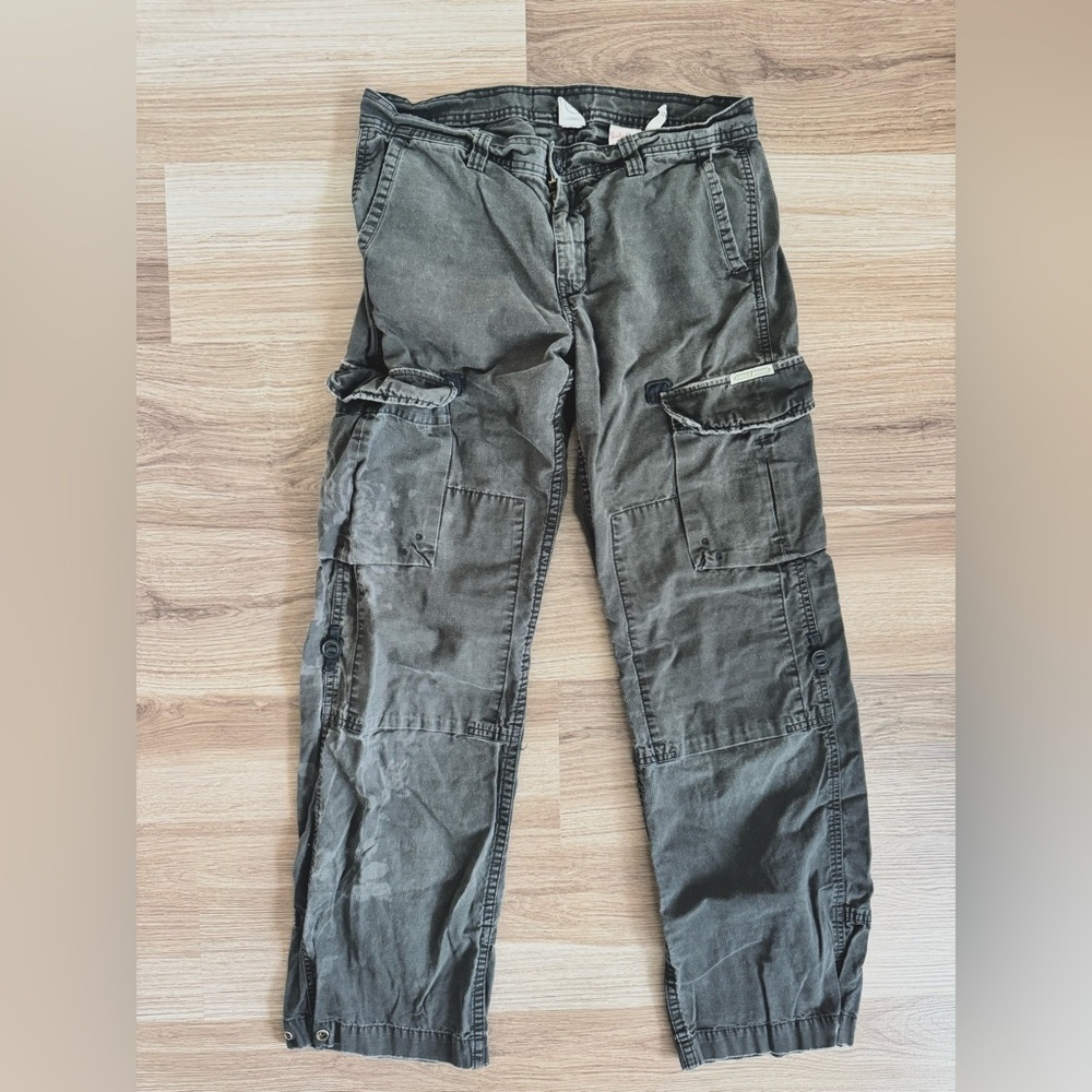 vintage 90s Y2K lucky brand dungarees paratrooper cargo floral pants